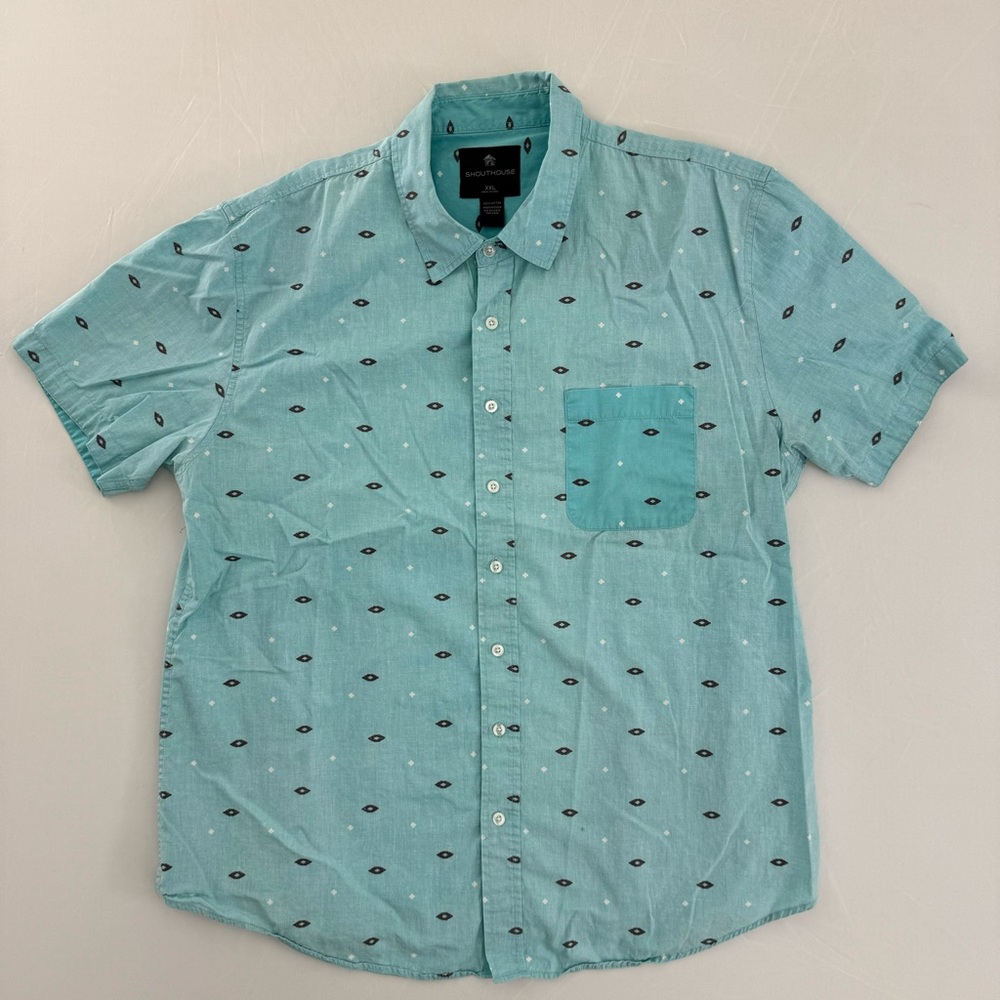 Light Green Shouthouse SS XXL Men’s Button Up Shirt 2XL Vintage Style Print